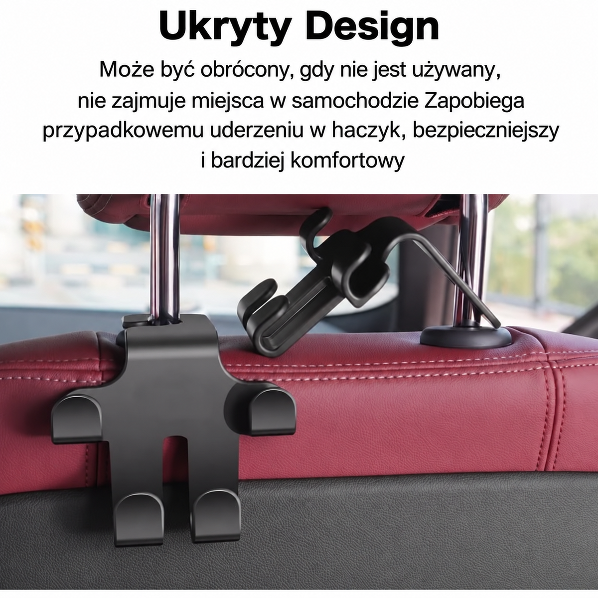 Haczyk na Zagłówek z Logo Samochodu (2 Sztuki) — Solidne, oszczędzające miejsce przechowywanie toreb, zakupów i akcesoriów