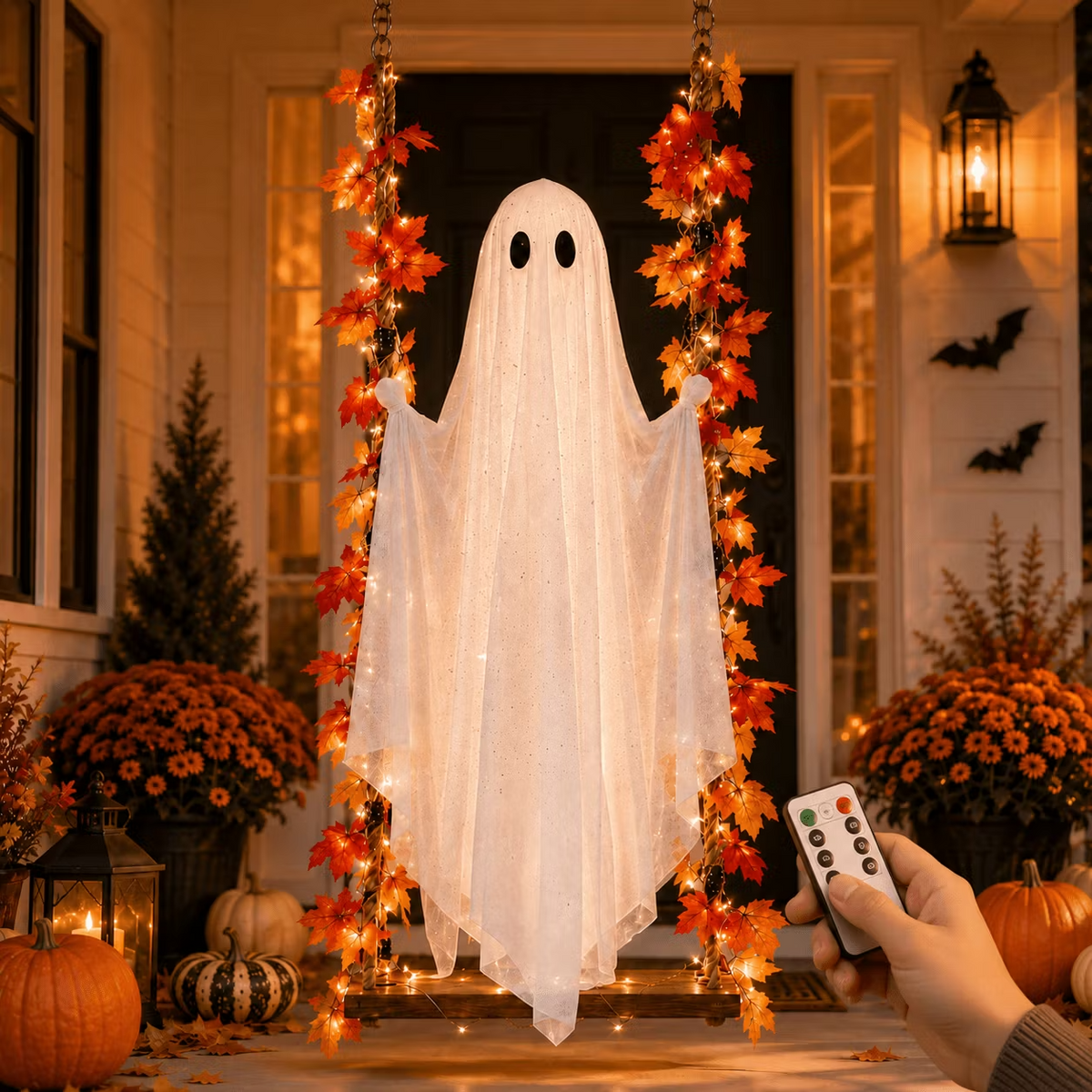 Huśtawka z duchem z oświetleniem LED – tegoroczna nowość na Halloween!