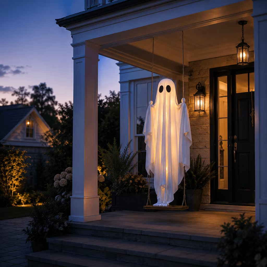 Huśtawka z duchem z oświetleniem LED – tegoroczna nowość na Halloween!