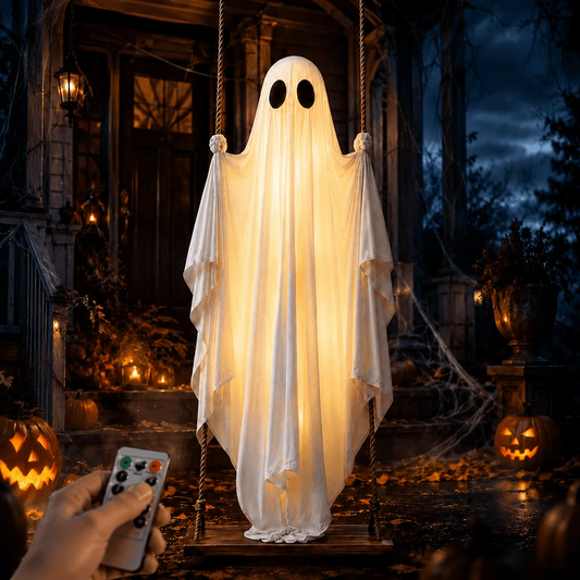 Huśtawka z duchem z oświetleniem LED – tegoroczna nowość na Halloween!