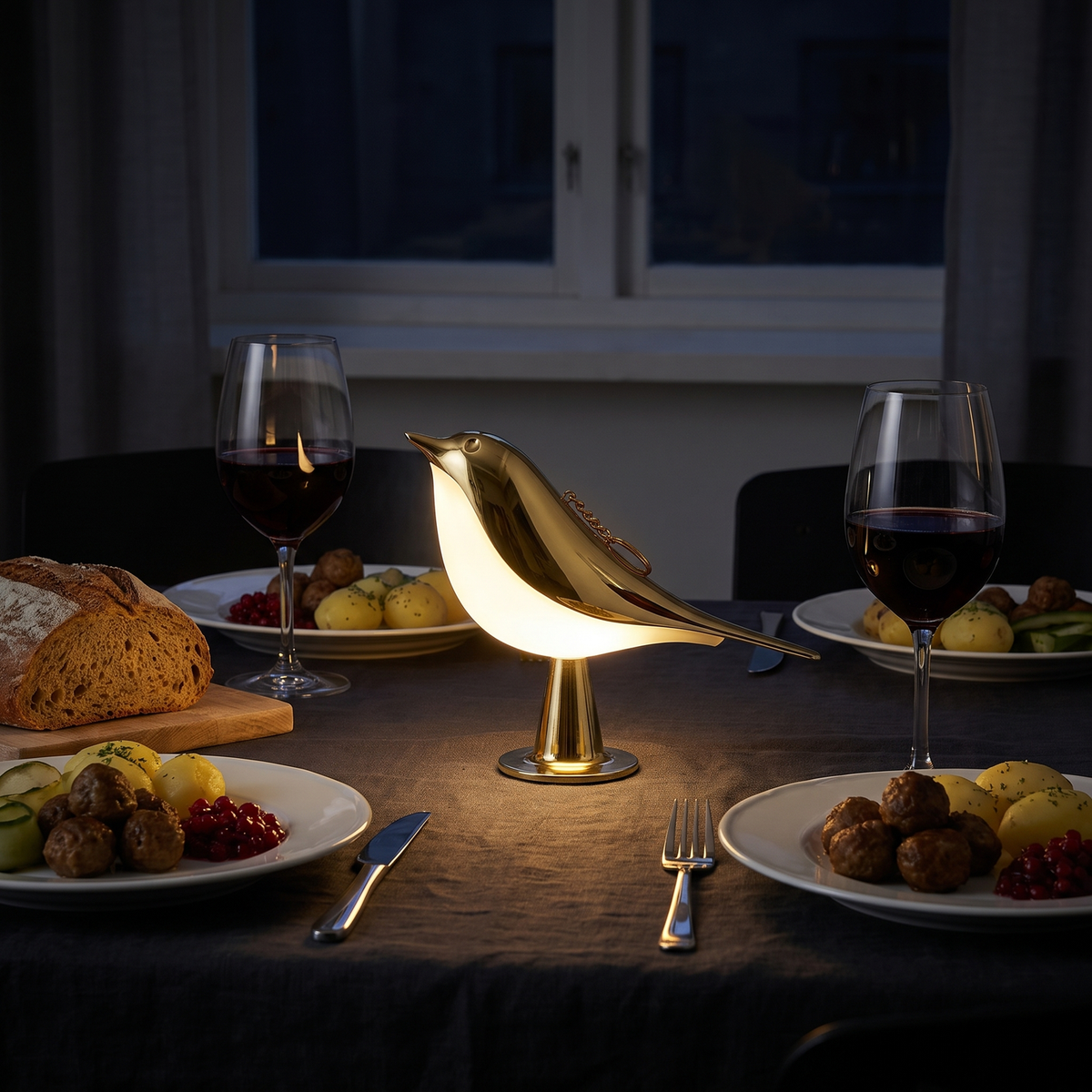 Bezprzewodowa Lampka Ptak z Dotykowym Ściemniaczem