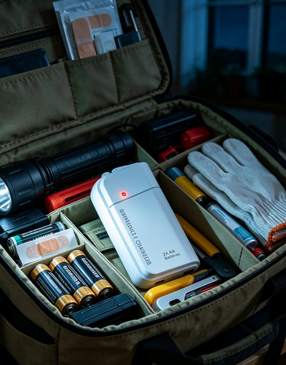 Przenośna ładowarka awaryjna na baterie AA – ładowanie USB, kompaktowa i z latarką LED – idealna w podróży, dojazdach i podczas przerw w dostawie prądu