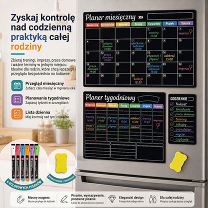Magnetyczny planer rodzinny – Widok miesięczny, tygodniowy i dzienny