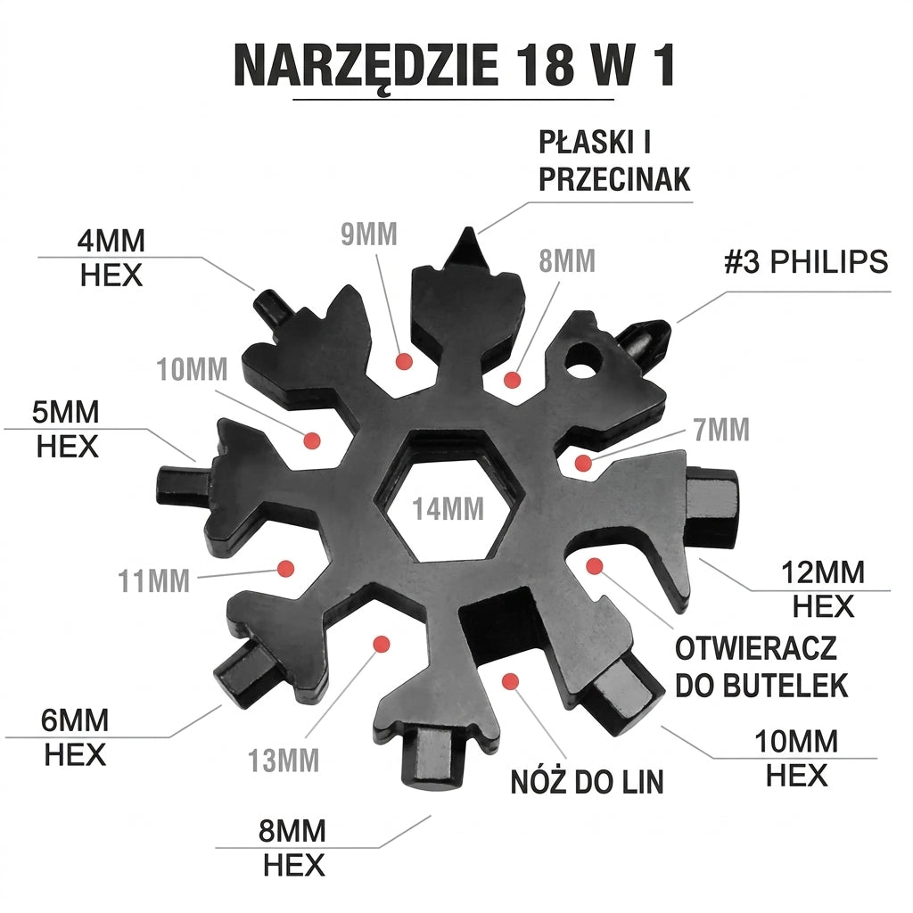 Snowflake™ Wielofunkcyjne Narzędzie 18-w-1