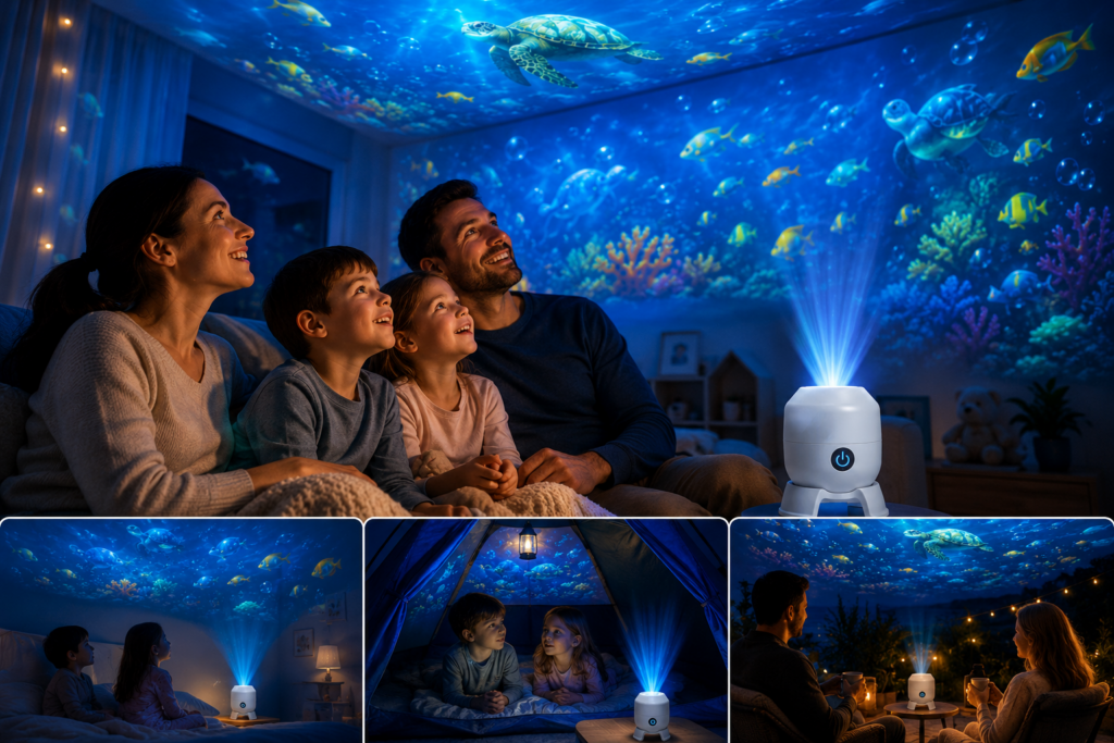 Projektor OceanWave z efektem fal oceanu i obracającymi się diodami LED – Stwórz magiczne wieczory