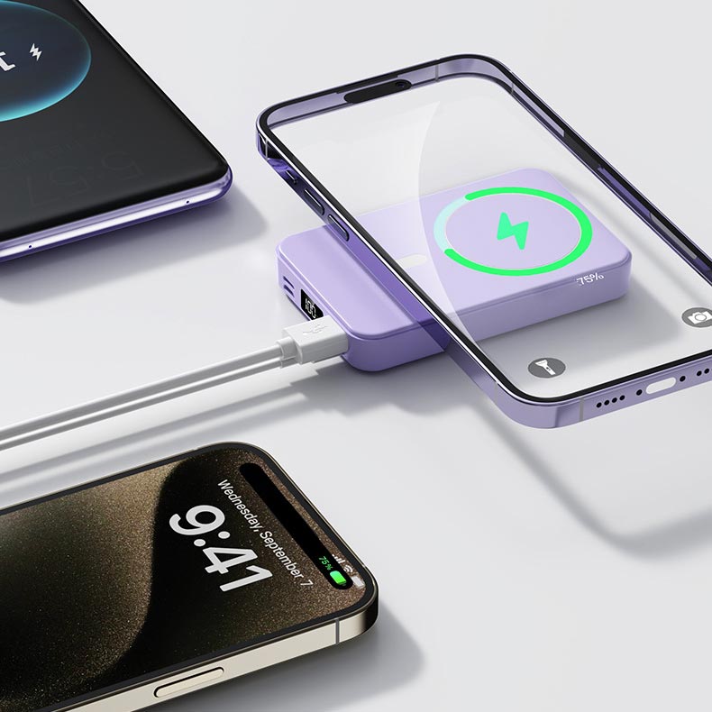 Magnetyczny Bezprzewodowy Powerbank ze Stojakiem